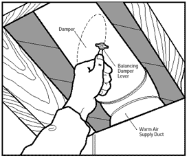 Balancing damper in the supply duct